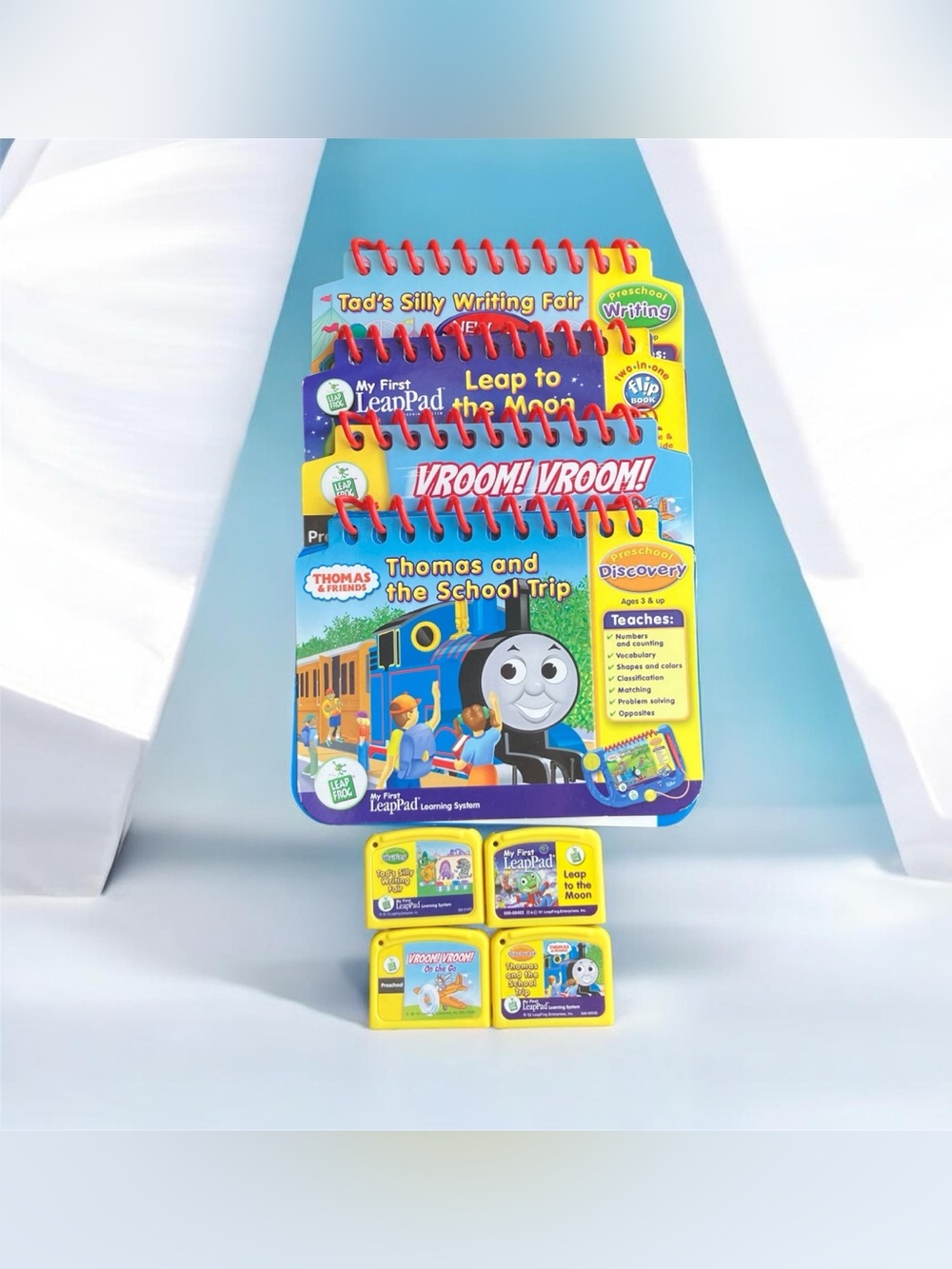 LeapFrog My First LeapPad Set of 4 Books & Cartridges Thomas The Train, Vroom